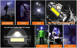USB Rechargeable Portable Mini Powerful LED Headlamp XPE+COB Hunting Headlight Waterproof Head Torch with Tail Magnetic - Lootquake