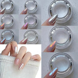1 pieza de polvo de uñas con efecto espejo Moonlight, plateado, con purpurina fina y efecto metálico, pigmento en gel, esmalte de uñas holográfico cromado, para salón de arte.