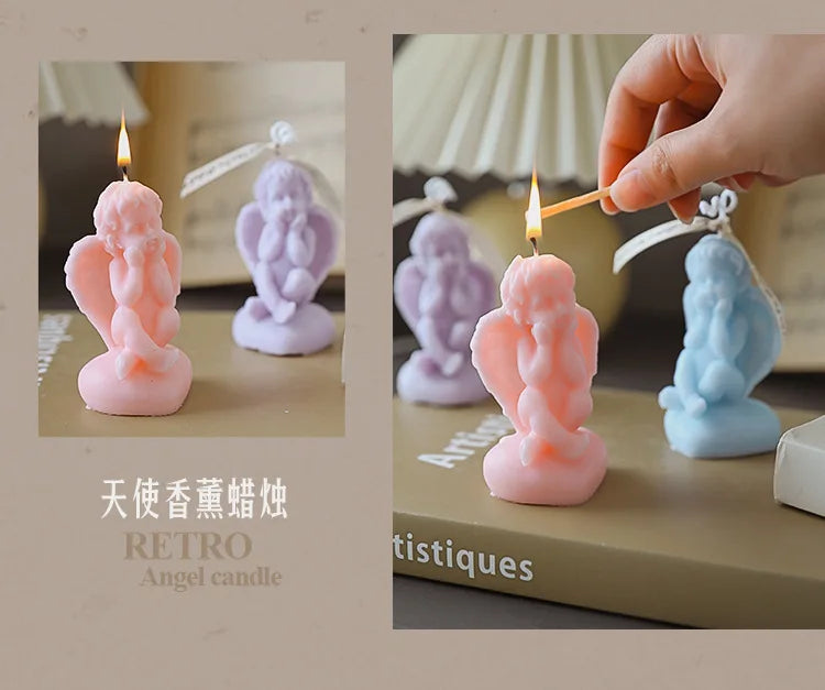 Vela perfumada con forma de ángel para decoración de habitación, estilo nórdico, que alivia la fatiga y crea un ambiente festivo para bodas y cumpleaños.