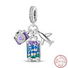 Juego de tres piezas de abalorios de 3 mm con diseño de princesa de golf y hámster, para hacer joyas finas.