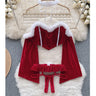 Red Christmas Sexy Lingerie Shawl Set Halter Jumpsuit Lace-up Cosplay Costume New In Women Clothes Skinny Bodysuit Suit Hotsweet - Lootquake