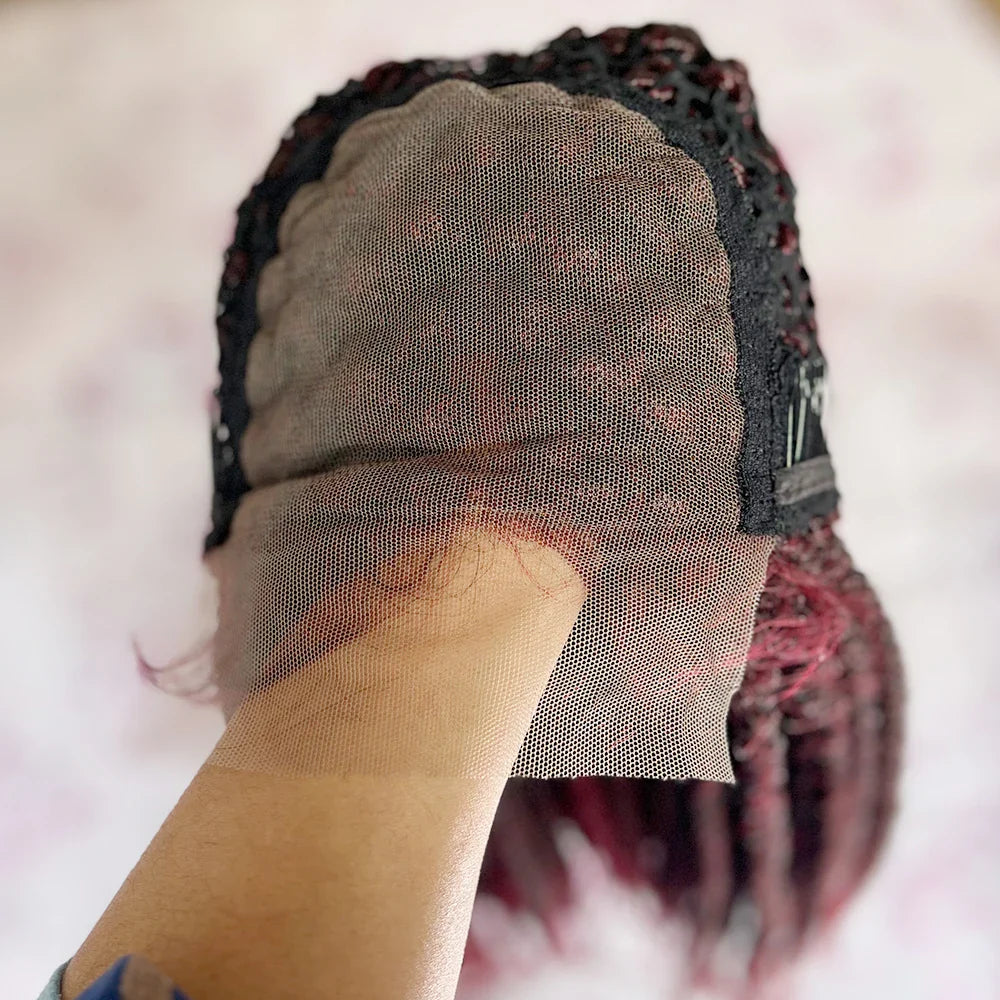 20-30 Inch Ombre Box Braids Wig | Lace Front | Short Braided Wigs for Black Women | High-Temperature Fiber