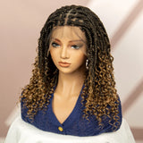 99J Burgundy Knotless Box Braids Wig with Curly Ends | Full Lace