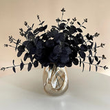 Fleurs artificielles d'eucalyptus noir de 34 cm pour décoration de chambre, de bureau, de maison