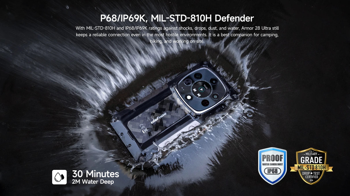Teléfono robusto Ulefone Armor 28 Ultra 5G con imagen térmica por IA, Dimensity 9300+, 1 TB de ROM, 32 GB de RAM, Android, AMOLED
