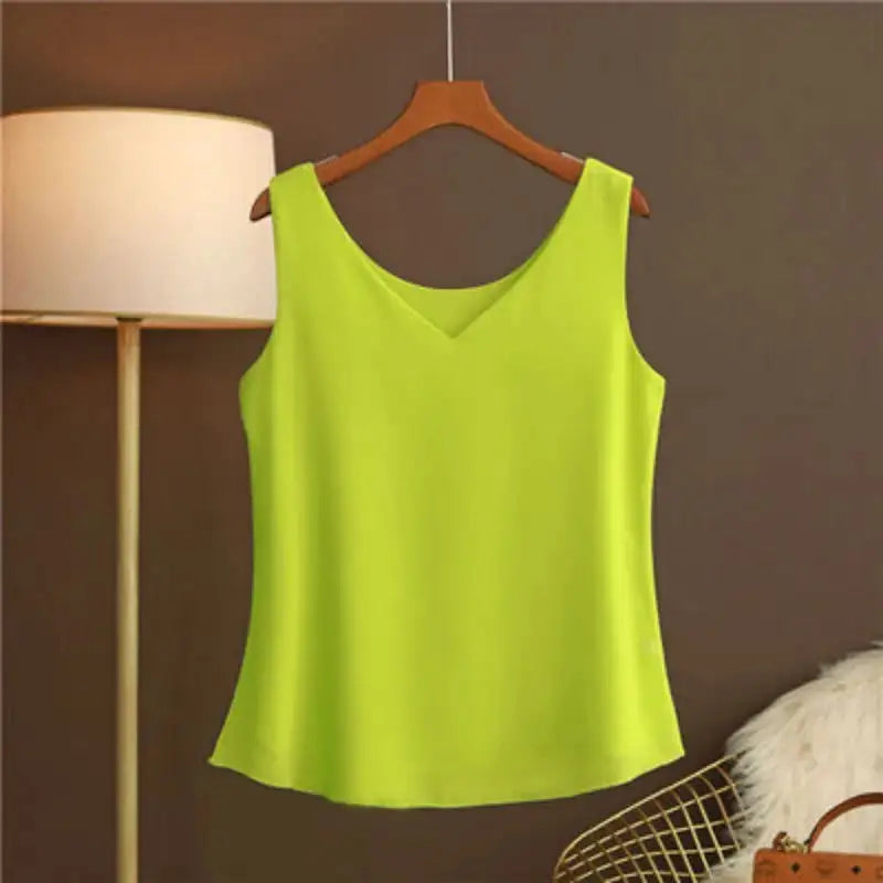 Original New Arrival 2024 Summer Fashion Brand Sleeveless Top Women's Chiffon Shirt Loose Plus Size Show Clothing Shirt Blouse - Lootquake