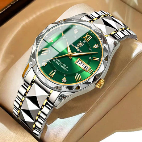 POEDAGAR Business Men's Watch Waterproof Luminous Stainless Steel Date Week Watches For Man Fashion Luxury Quartz Men Wristwatch - Lootquake