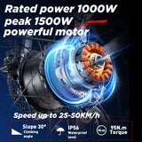 Bicicleta eléctrica de montaña Burchda RX80 de 1000 W y 50 km/h, batería de litio de 48 V y 20 Ah, de 26 pulgadas, para adultos.