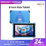 Tablette enfant Weelikeit 8 pouces Android 11 1280x800 IPS 2 Go 32 Go Quad Core 4500 mAh Wi-Fi avec support