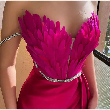 White Angel Feather Dress Luxury Design Women's Off Shoulder Elegant Long Dress Halloween Christmas Party Evening Wedding Dress - Lootquake