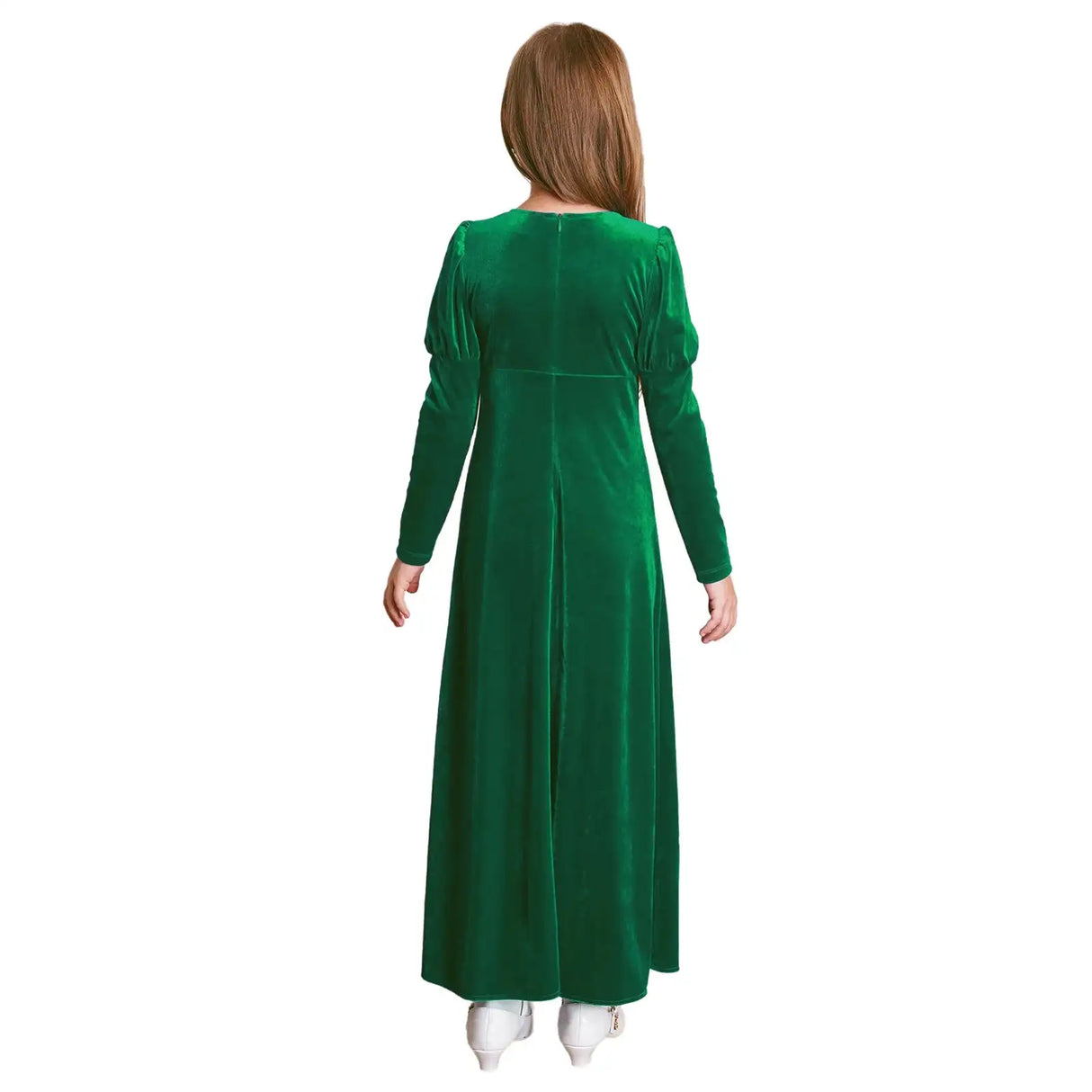 Girls Velvet Medieval Princess Dress Long Sleeve Renaissance Retro Robe Ancient Roman Long Dress for Halloween Carnival Party - Lootquake