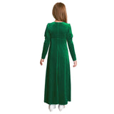 Girls Velvet Medieval Princess Dress Long Sleeve Renaissance Retro Robe Ancient Roman Long Dress for Halloween Carnival Party - Lootquake