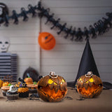 Halloween Pumpkin Decoration Realistic Scary Atmosphere Light Battery Powered with Light Up Eyes for Courtyard Bar Haunted House