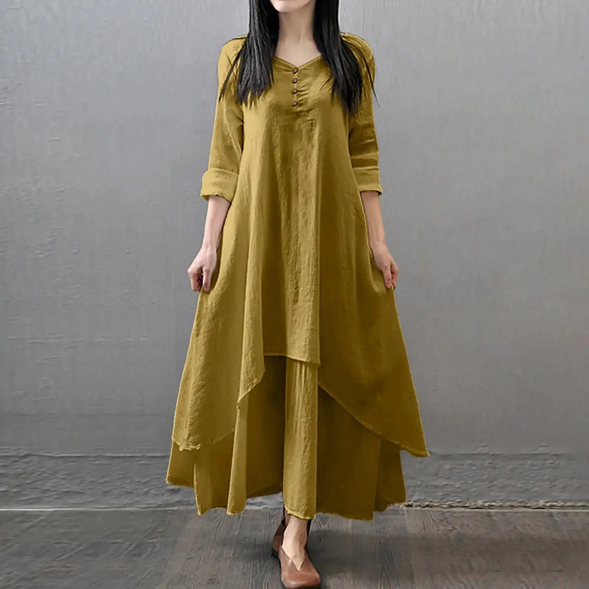 Women Elegant Linen White Dresses Bohemia Layering Vintage Robe Long Sleeve Loose Long Dress Female Autumn Vestidos - Lootquake