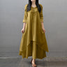 Women Elegant Linen White Dresses Bohemia Layering Vintage Robe Long Sleeve Loose Long Dress Female Autumn Vestidos - Lootquake
