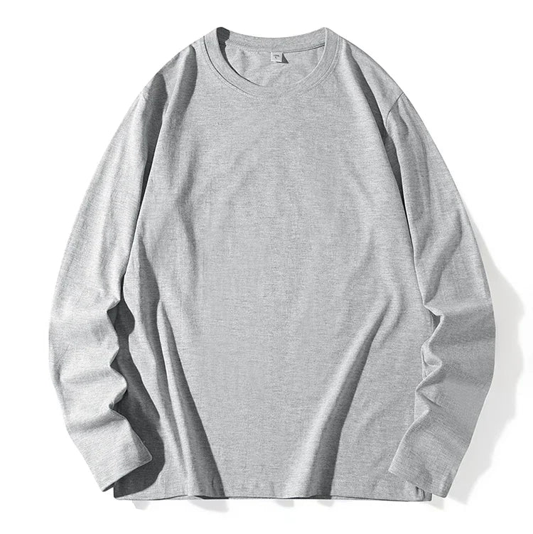 Men's Spring and Autumn New Long Sleeve T-shirt Simple and Fashionable Versatile Round Neck Underlay Top - Lootquake