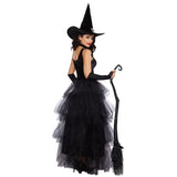 Halloween Gothic Black Witch Costume for Adult Women Purim  Cos Party Wizards Fancy Dress