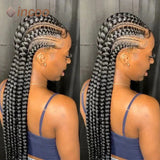36" Jumbo Dutch Twins Cornrow Braided Lace Front Wig | Full Lace | Synthetic Crochet Hair | Black Women