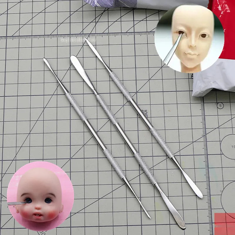 Clay Sculpture Double Head Eye Cutter/Handmade DIY Stone Sculpture Polymer Clay Spatula Carving Stainless Steel Tool Scraper