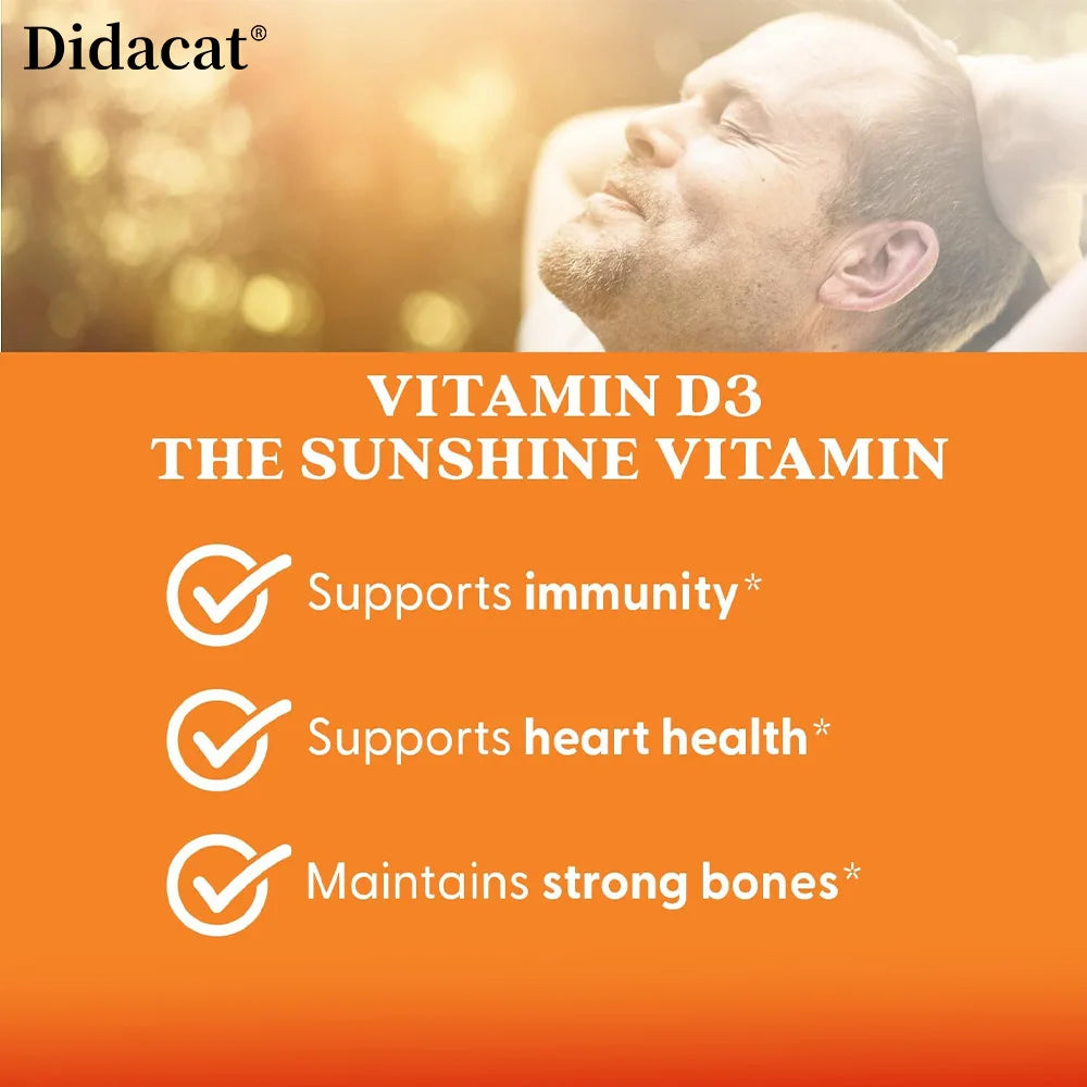 Vitamina D3 10.000 UI - Huesos fuertes, corazón y refuerzo inmunitario - Suplemento sin OMG ni gluten