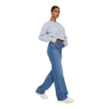 Trendyol TYZA Women's Jeans Casual Beltless Wide Leg Denim Plain Jeans Wide Leg Casual Pants Denim Pants - Lootquake