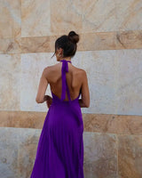 Hanging Neck Strap Split Long Dress Women Wrap Chest Backless High Waisted Slim Fit Robes Summer Chic Female Streetwear Vestido - Lootquake
