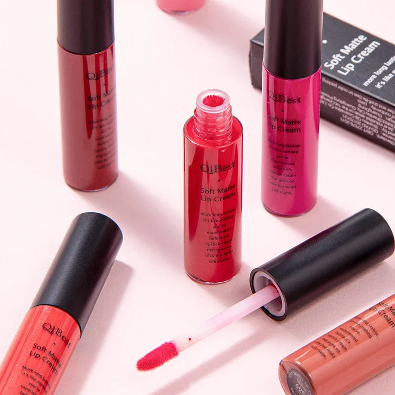 Pink Velvet Matte Lip Gloss Sexy Dark Red Moisturizing Liquid Lipsticks Waterproof Long Lasting Non-stick Cups Lips Glaze Makeup