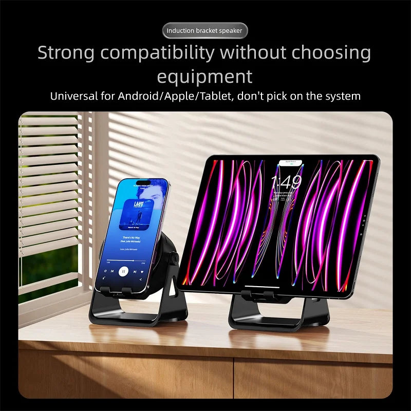 Bluetooth Speaker Adjustable Desktop Lazy Tablet Bracket Support Portable Wireless Speaker Phone Holder Stand with RGB Light