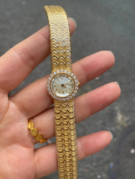 High Quality Brass 18K Gold Plated 2025 Vintage Lucky Small Retro Ladies Watch  Unique Steel Band Quartz High Quality - Lootquake