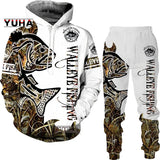 New 3D Fishing Art Print Casual Couple Hoodies Outfits Hip Hop Streetwear Hooded Sweatshirt+Sweat Pants Men's Tracksuit Set - Lootquake