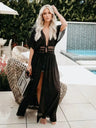 2024 Summer Bikini Cover-ups Women Bohemian Beach Long Dress Short Sleeve Lace Hollow Out Cardigan Swimwear Cover Ups Beachwear - Lootquake