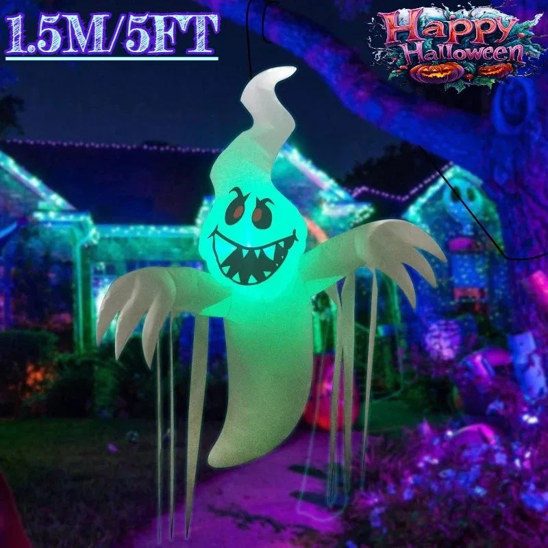 1.5M Party & Holiday DIY Decortions Halloween Inflatable Toys Built-in LED Lights Ghost Courtyard Outdoor Ornament Garden Decor