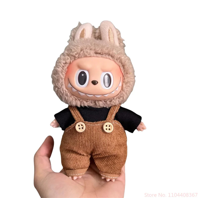 17cm Labubu Doll V1 V2 Hanging Accessories Vinyl Labubu Doll Outfit Changeable Clothes Plush Toy Baby Clothes Perfect Cute Gift