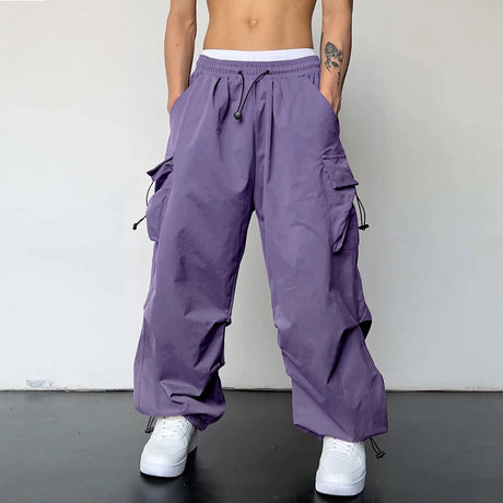 Harajuku Oversized Cargo Parachute Pants Men Streetwear Vintage Y2k Hip Hop Wide Leg Joggers Baggy Casual Sweatpants Techwear - Lootquake