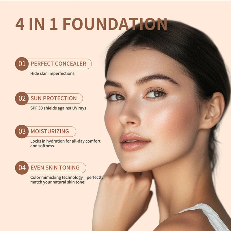 White Liquid Foundation Color Changing Foundation High Coverage SPF30 Sunscreen Concealer CC Cream Korean Makeup Base Cosmetic