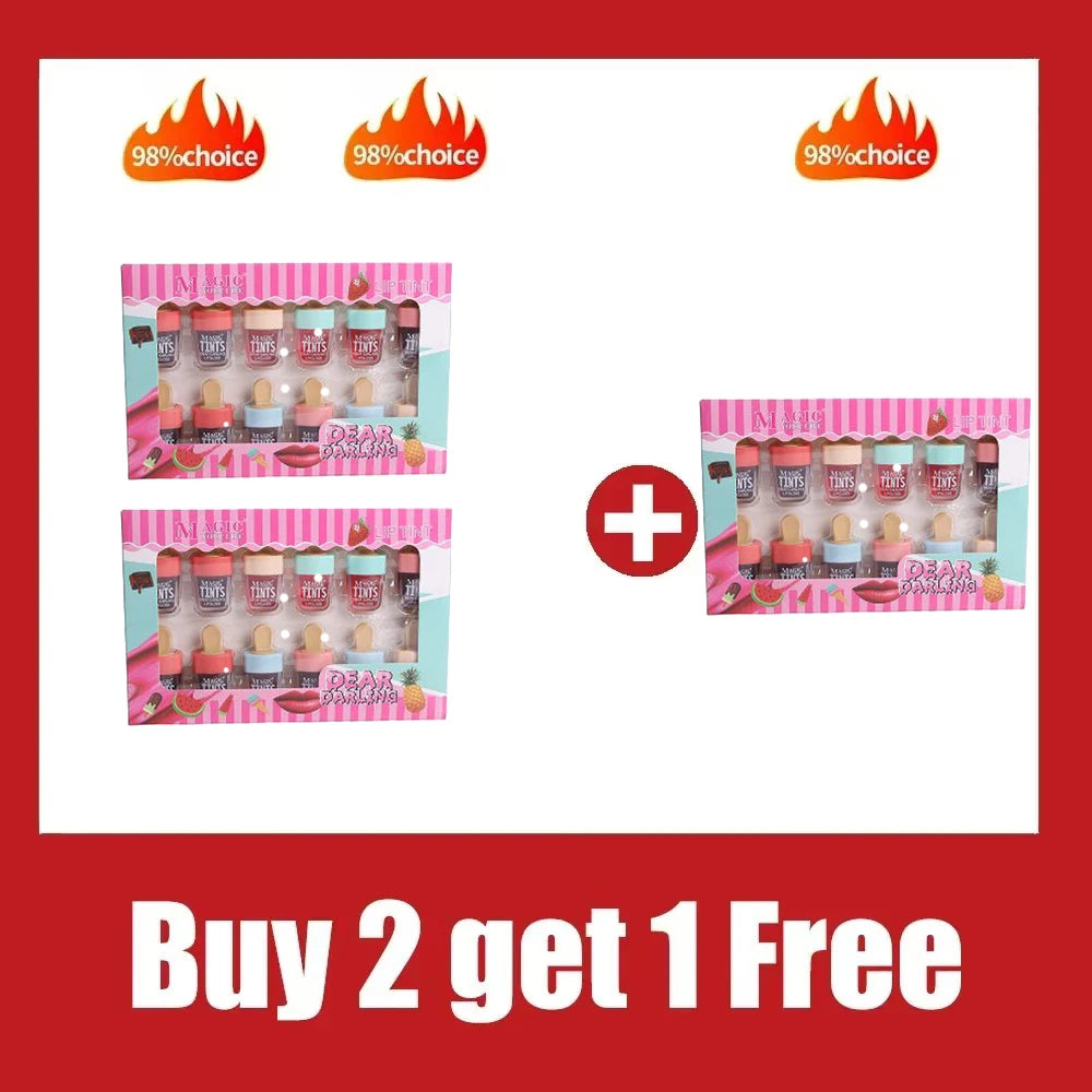 Ice cream liquid lip gloss, ice cream liquid lipstick set, dyed lips, long-lasting color development, moisturizing