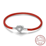 VAMO Original Sparking Zircon Heart Bracelet Real 100% 925 Sterling Silver Fit Brand Charm Beads Fashion Women Bracelet Jewelry - Lootquake