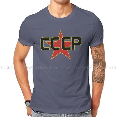 Russian USSR CCCP Creative TShirt for Men Over The Red Star  Round Neck Pure Cotton T Shirt Birthday Gifts Streetwear - Lootquake