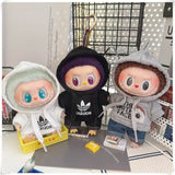 Vêtements de poupée Labubu, ensemble sweat à capuche et pantalon tendance, accessoires pour poupées Labubu Idol V1 V2, peluche universelle de 15/17 cm