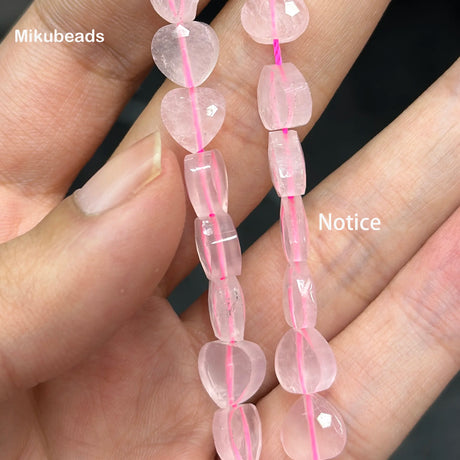 Wholesale Natural 3.8-4.8x8mm Madagascar Pink Quartz Crystal Faceted Heart Shape Stone Loose Beads For Making DIY Necklace - Lootquake