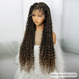 32" Boho Knotless Box Braids Wig | Lace Front | Baby Hair | Black Women