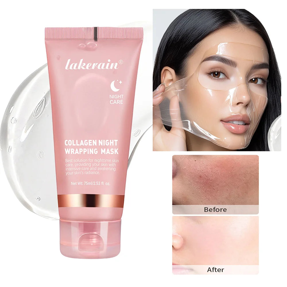 Mascarilla facial desprendible de colágeno Paquete envolvente nocturno Elasticidad Hidratación Cuidado Reduce la flacidez Opacidad Colágeno hidrolizado para
