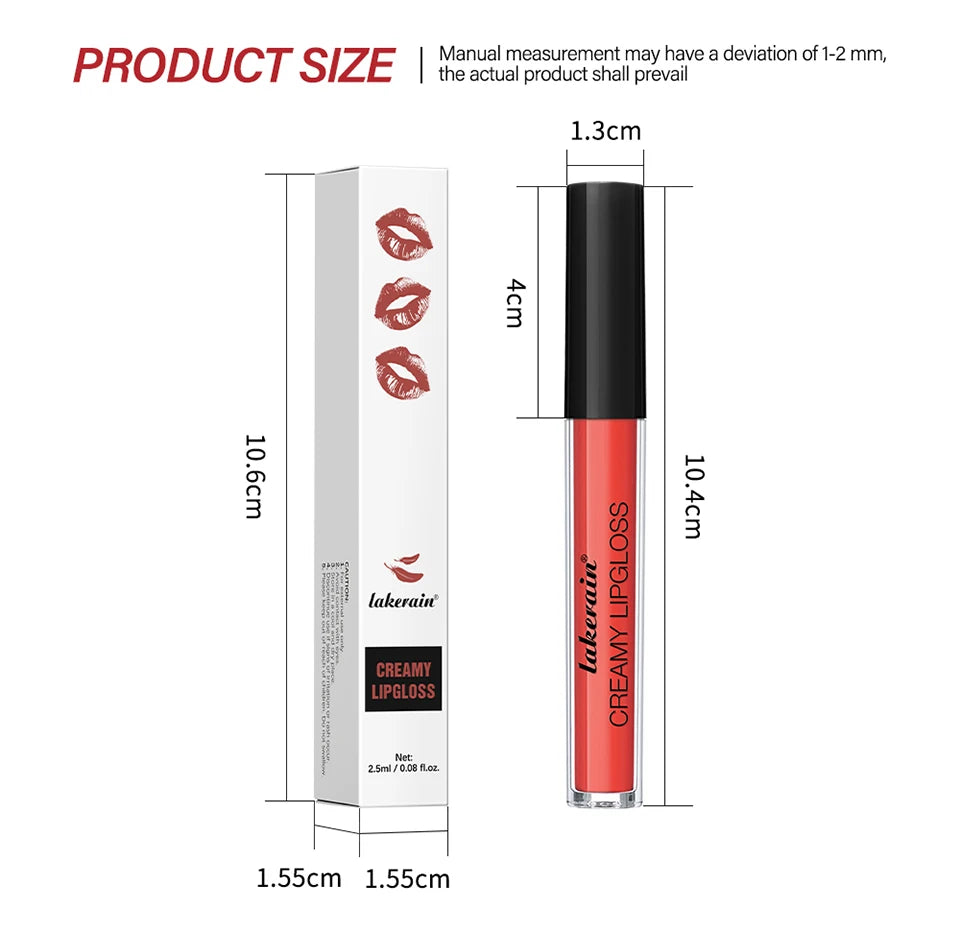 Lip Gloss Semi-Matte 8Colors Long-lasting Velvet Non-drying uitable for all skin moisturizing lipgloss plump lip brown Cosmetics