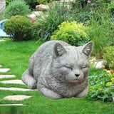 Estatua de gato de resina con adorno de gato, figuras de animales únicas y realistas, escultura de gato de dibujos animados para patio.