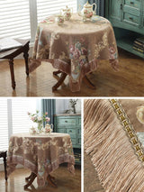 European Retro Style Jacquard Tablecloth Chenille  Tassels Home Furnishings Living Room Decorate Dustproof Round Tablecloth