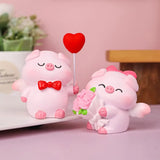 Crafts Resin Couple Piggy Ornament Cute Cartoon Pig Statue Creative Lovely Animal Sculpture Office