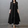 Women Elegant Linen White Dresses Bohemia Layering Vintage Robe Long Sleeve Loose Long Dress Female Autumn Vestidos - Lootquake