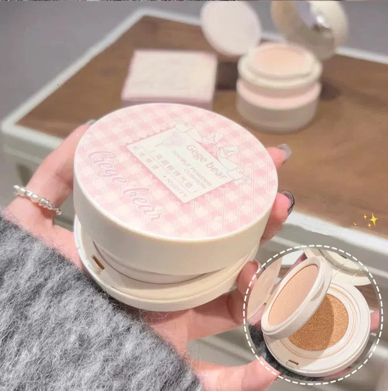 Polvos compactos mate para rostro, control de aceite, cobertura total natural, hidratante, blanqueador, base de maquillaje en crema, 2 en 1 cosmético