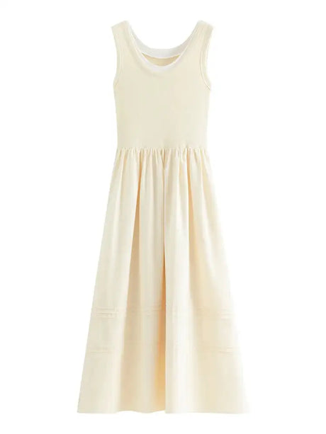 FSLE Classic Cleanfit Elegant Fake Two-pieces Vest Summer Women Long Dress 2024 New Versatile Casual A-Line Dress 24FS12982 - Lootquake