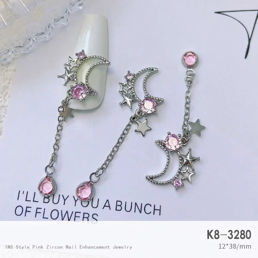 Light Luxury Charms Luxury Nails DIY Nail Charms Japanese Style Pink Jewel Nails Decor Manicure Ornaments Alloy